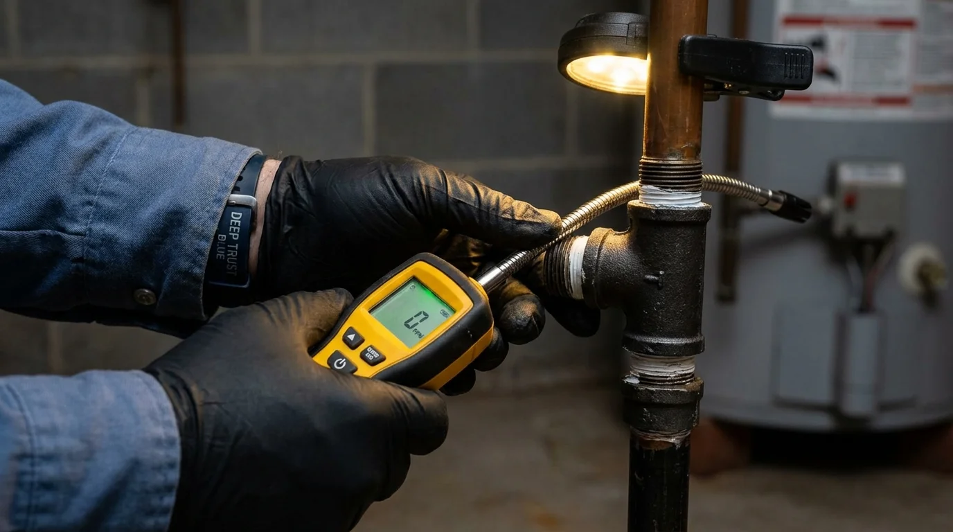 Gas leak detection with electronic sniffer by Johns Plumbing LLC in Muse