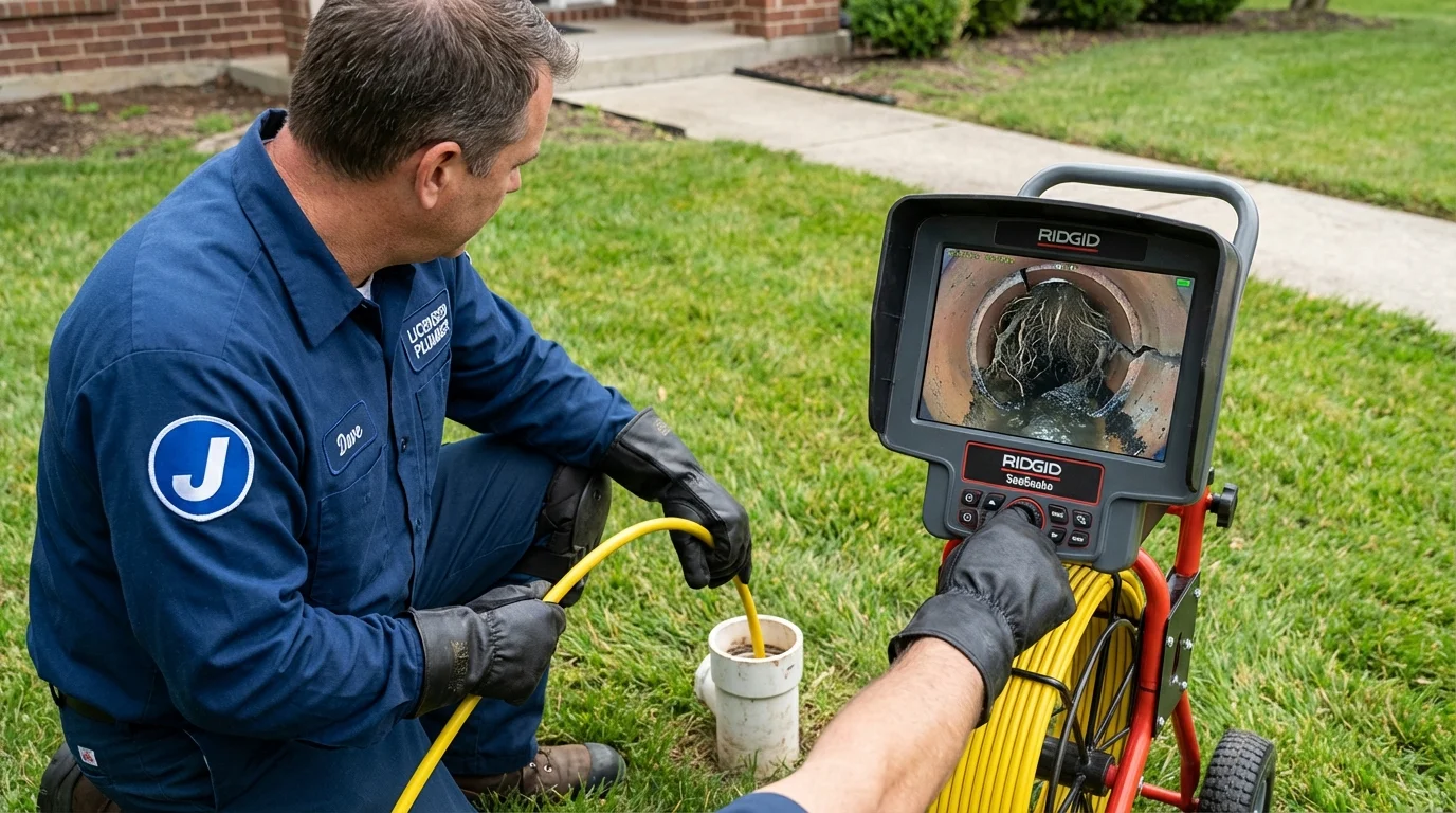 Sewer camera inspection being performed by Johns Plumbing LLC in Muse