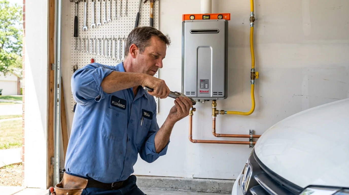 Tankless water heater installation by a Johns Plumbing LLC plumber in Muse